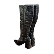 Bota Feminina Cano Longo Branca Montaria Country Bico Fino