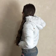 Jaqueta Feminina Puffer Estilosa Manga Removível Top Branco
