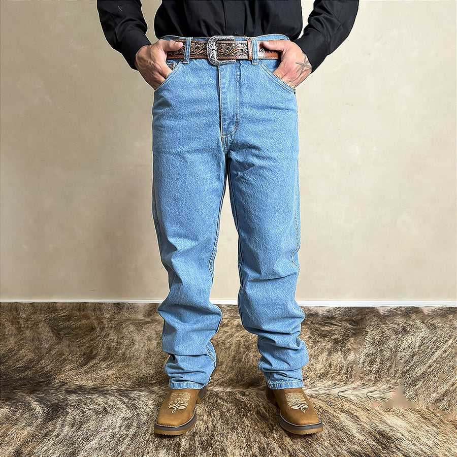 Calça Jeans Masculina Country 100% Algodão Barra Larga Agro