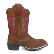Bota Feminina Texana Bico Quadrado Couro Legítimo Rodeio