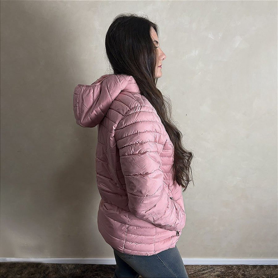 Jaqueta Feminina Puffer Nylon Casaco Bobojaco Premium Rosa