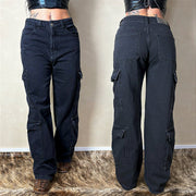 Calça Jeans Feminina Cargo Levanta Bumbum Cintura Alta Top