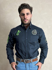 Camisão Masculina Radade Bordada Cowboy Manga Comprida Agro