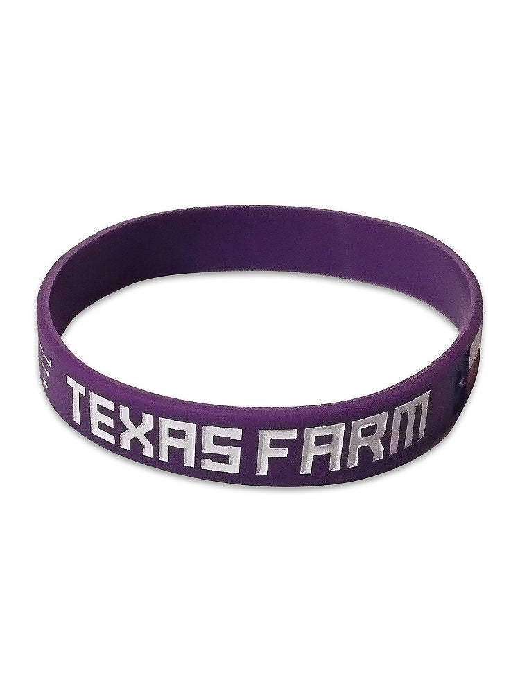 Pulseira Country Texas Farm Silicone Original Roxa e Branco