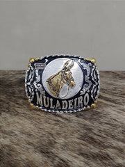 Fivela Muladeiro Cowboy Brand Master Country Prata e Preta