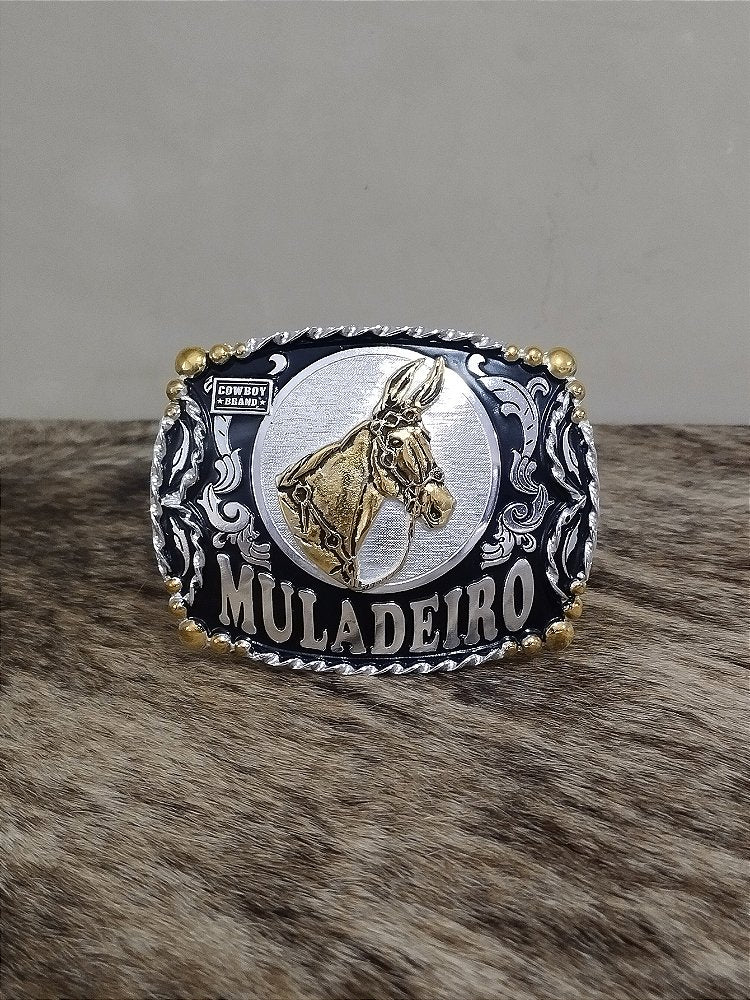 Fivela Muladeiro Cowboy Brand Master Country Prata e Preta