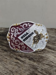 Fivela Vermelha Prata Master Country Western Bull Rider Top