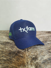 Boné Country Tx Farm Original Logo Escrito Azul e Branco