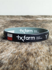 Pulseira Country Texas Farm Silicone Bandeira Preto Cinza
