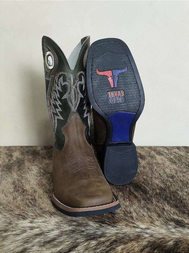 Bota Texana Masculina Texas Rodeo Couro Rodeio Águia Marrom