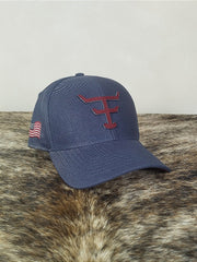 Boné Country Texas Farm Original Aba Curva Cinza e Vermelho