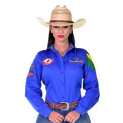 Camisão Country Radade Feminina Bordada Bandeira Peão