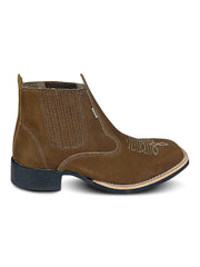 Botina Masculina Cano Curto Texana Couro Bico Quadrado Top