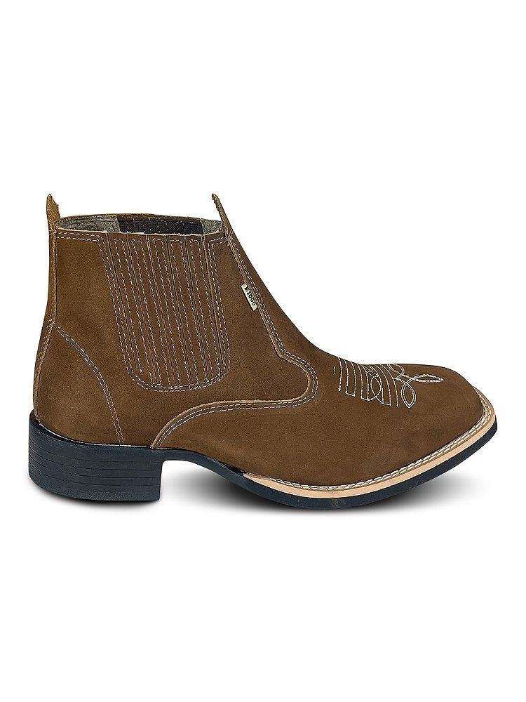 Botina Masculina Cano Curto Texana Couro Bico Quadrado Top