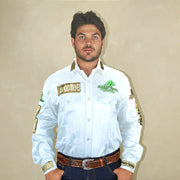 Camisa Country Masculina Bordada Manga Longa Cowboy Green Radade