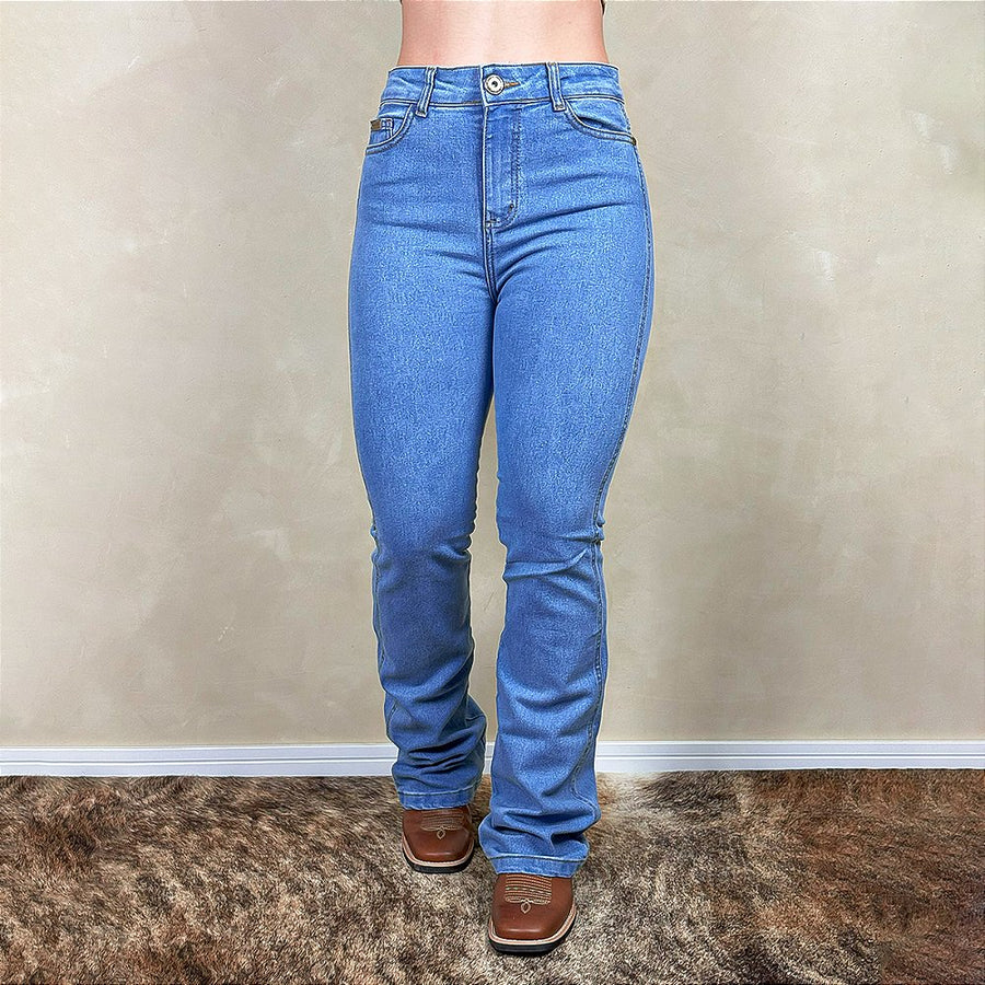 Calça Jeans Feminina Tradicional Com Elastano Cós Alto Pura Raça