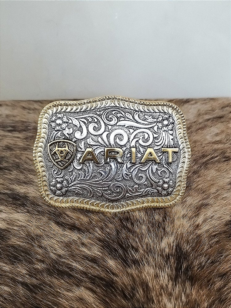 Fivela Ariat Country 11cm Western Premium Prata e Dourado