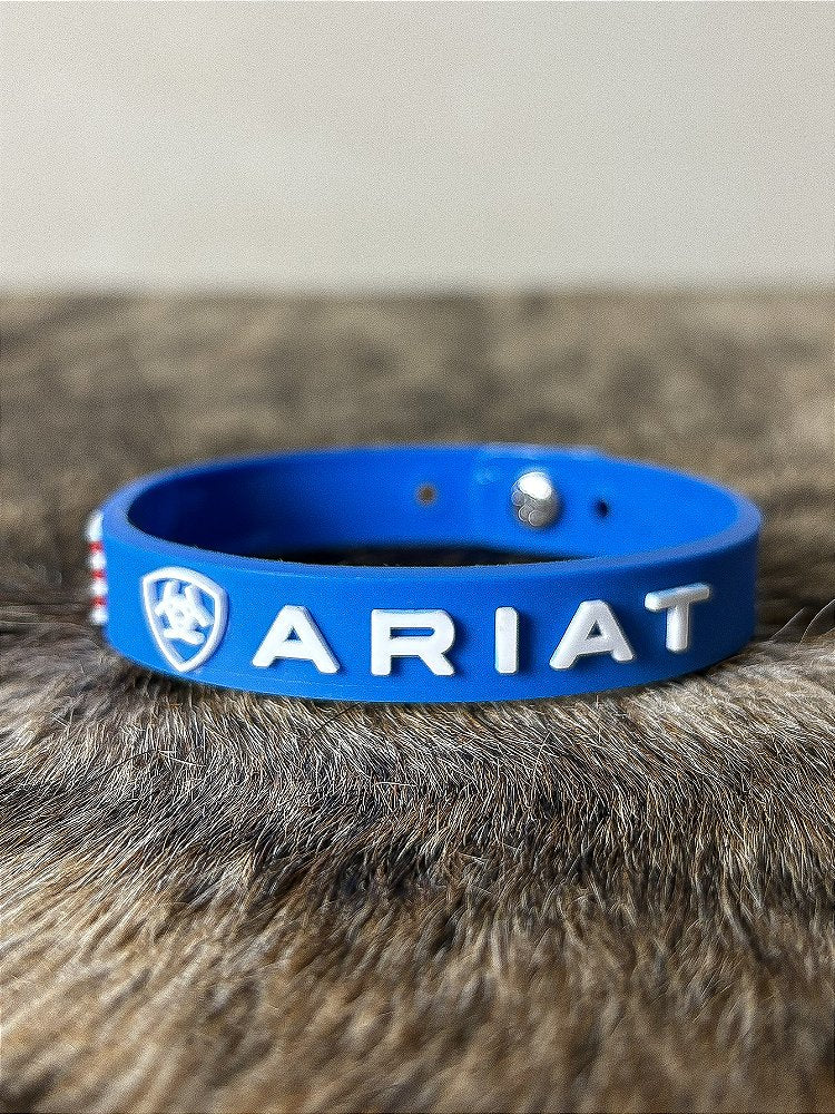 Pulseira Country Silicone Ariat Azul Claro Ajustável Premium