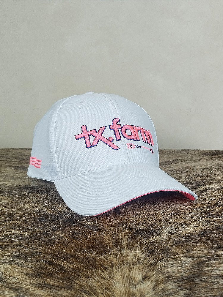 Boné Country Texas Farm Feminino Original Aba Curva Branco