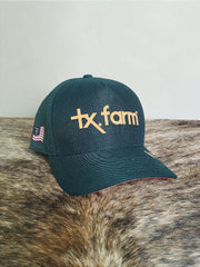 Boné Country Tx Farm Original Logo Escrito Verde e Amarelo