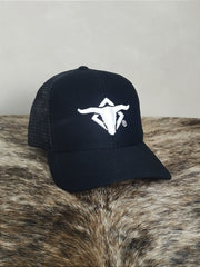 Boné Country Telinha Aba Curva Texanos Trucker Preto Branco