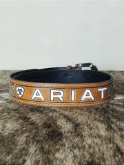 Cinto Ariat Marrom Country Bordado 100% Couro Legítimo Agro