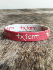 Pulseira Country Texas Farm Silicone Dupla Vermelho e Branco