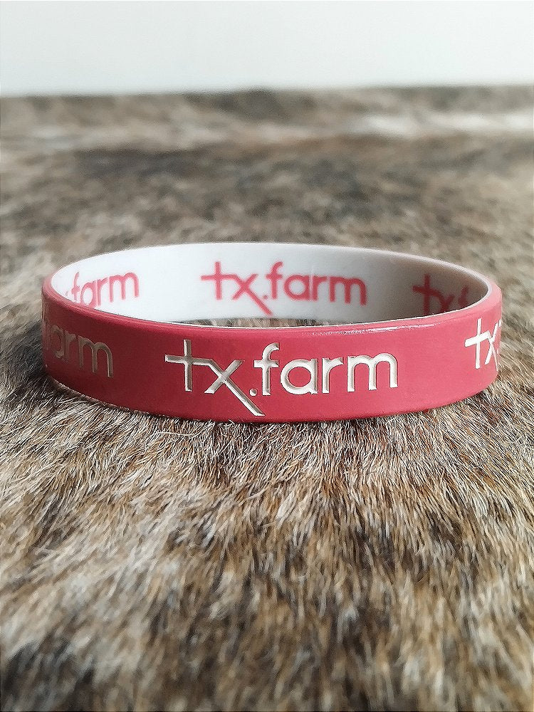 Pulseira Country Texas Farm Silicone Dupla Vermelho e Branco