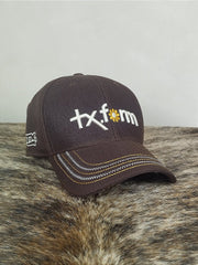 Boné Country Texas Farm Feminino Original Aba Curva Café