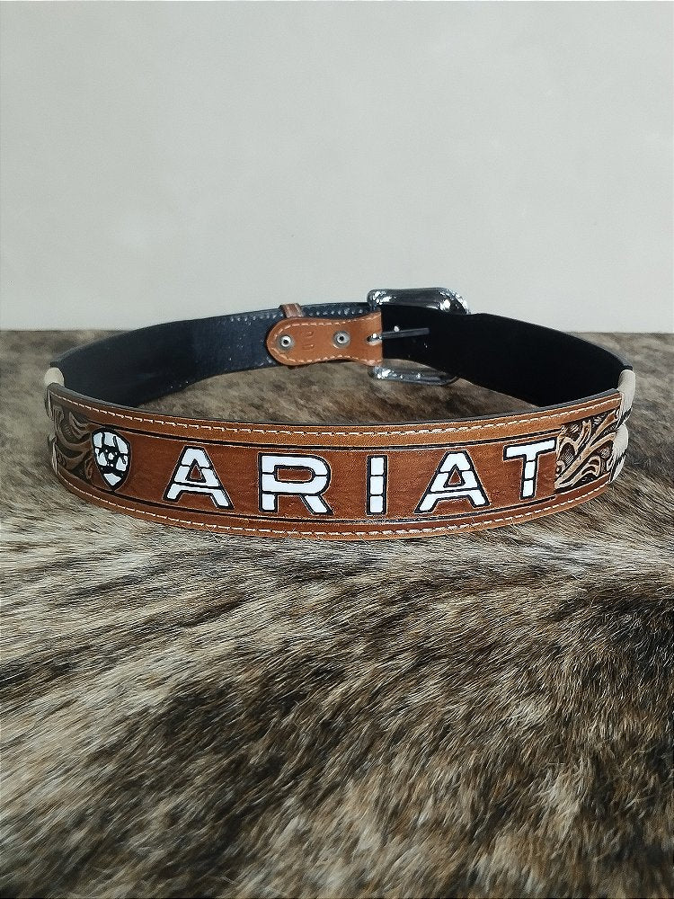 Cinto Country Ariat Marrom Couro Cowboy Texano Americano