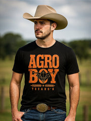 Camiseta Country Preta Texanos Cowboy Manga Curta Tx
