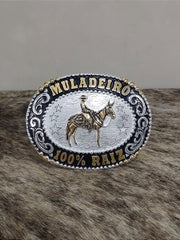Fivela Muladeiro Cowboy Brand Master Country Prata Dourada