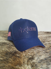 Boné Country Tx Farm Original Logo Escrito Azul e Roxo
