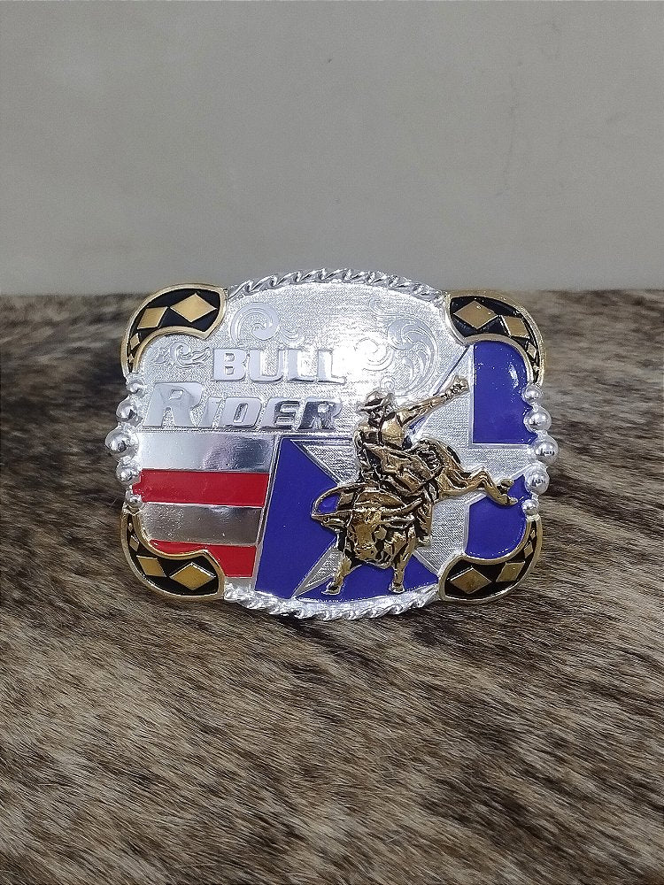 Fivela Bull Rider Prata Quadrada Master Country Western Agro