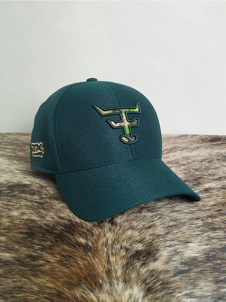 Boné Country Texas Farm Original Logo Camuflado Verde