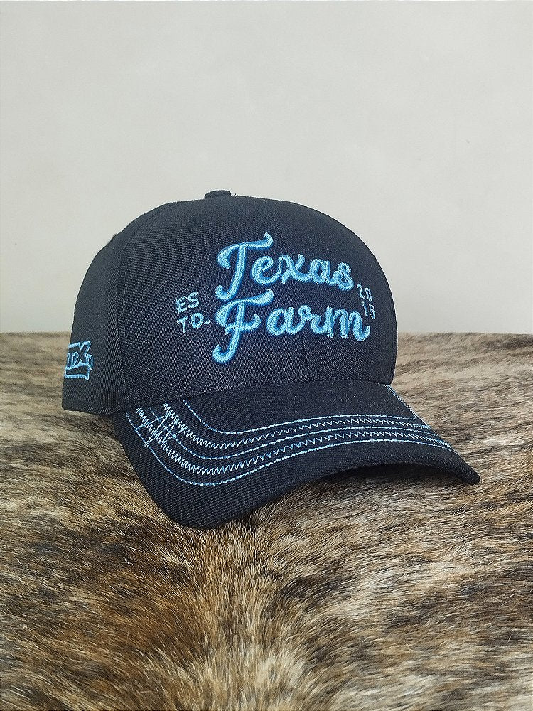 Boné Country Texas Farm Feminino Original Aba Curva Preto