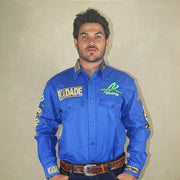 Camisa Country Masculina Bordada Manga Longa Cowboy Green Radade