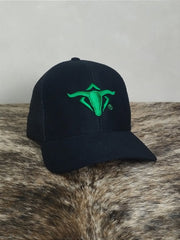 Boné Country Telinha Aba Torta Texanos Rodeio Preto Verde