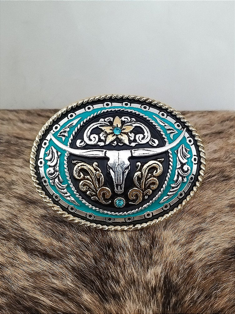 Fivela Ariat Country 11cm Western Premium Rodeio Azul Claro