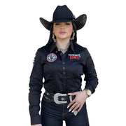 Camisete Feminina Country Manga Comprida Bordada Tx Cowboy 120x