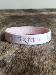 Pulseira Country Texas Farm Silicone Dupla Branco e Rosa