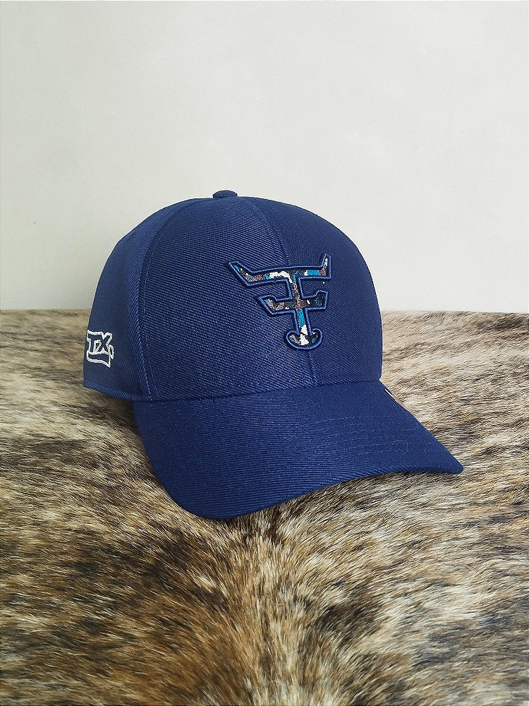 Boné Country Texas Farm Original Logo Camuflado Azul