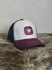Boné Country Telinha Aba Torta Texanos Texas Branco Vinho
