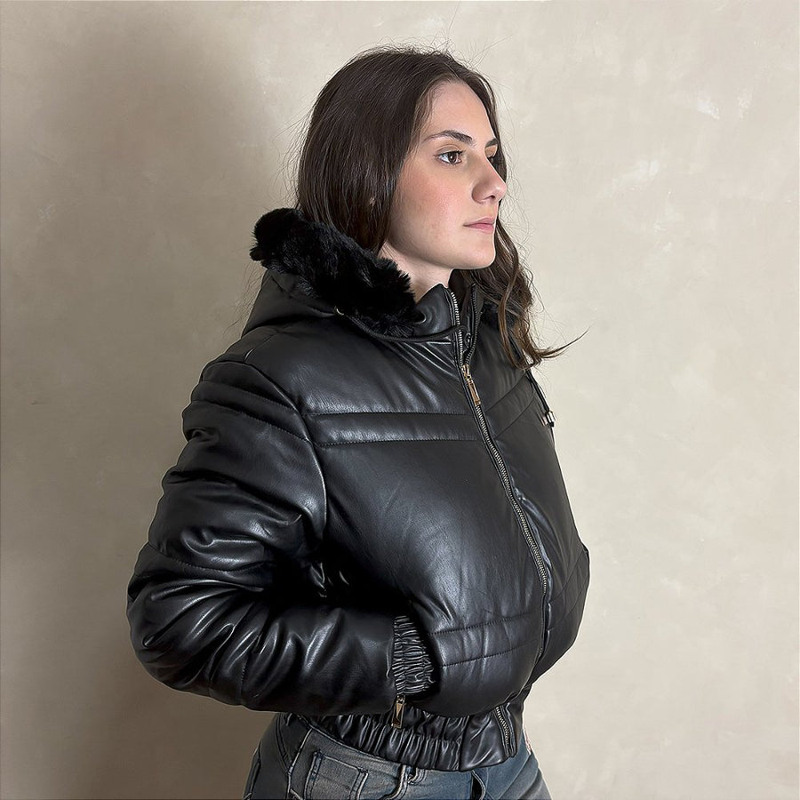Jaqueta Feminina Cropped Curta Puffer Bobojaco Frio Preto
