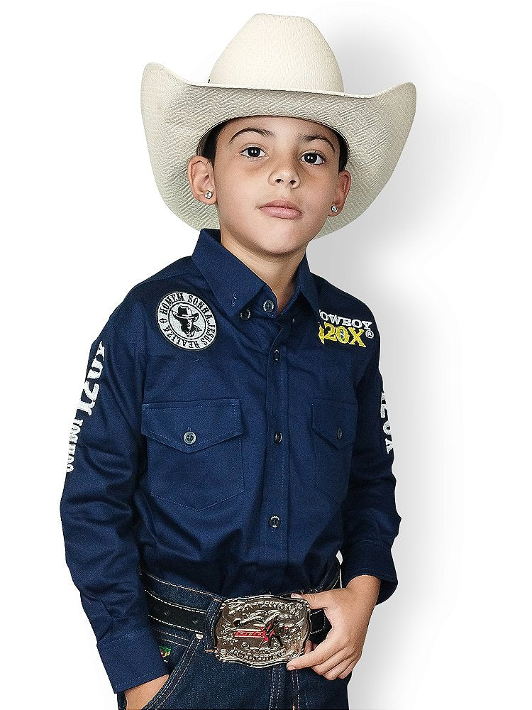 Camisão Country Infantil Manga Comprida Algodão Cowboy 120x