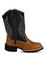 Bota Cano Alto Infantil Texana Couro Bico Redondo Jolimar