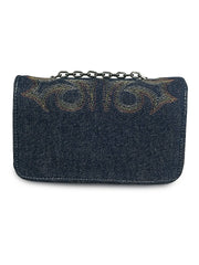 Bolsa Feminina Jeans Pequena Ombro Country Bordada Rodeio