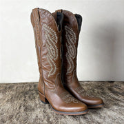 Bota Country Montaria Feminina Couro Cano Longo Zíper Texana