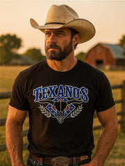 Camiseta Texas Country Preta Masculina Manga Curta Agro