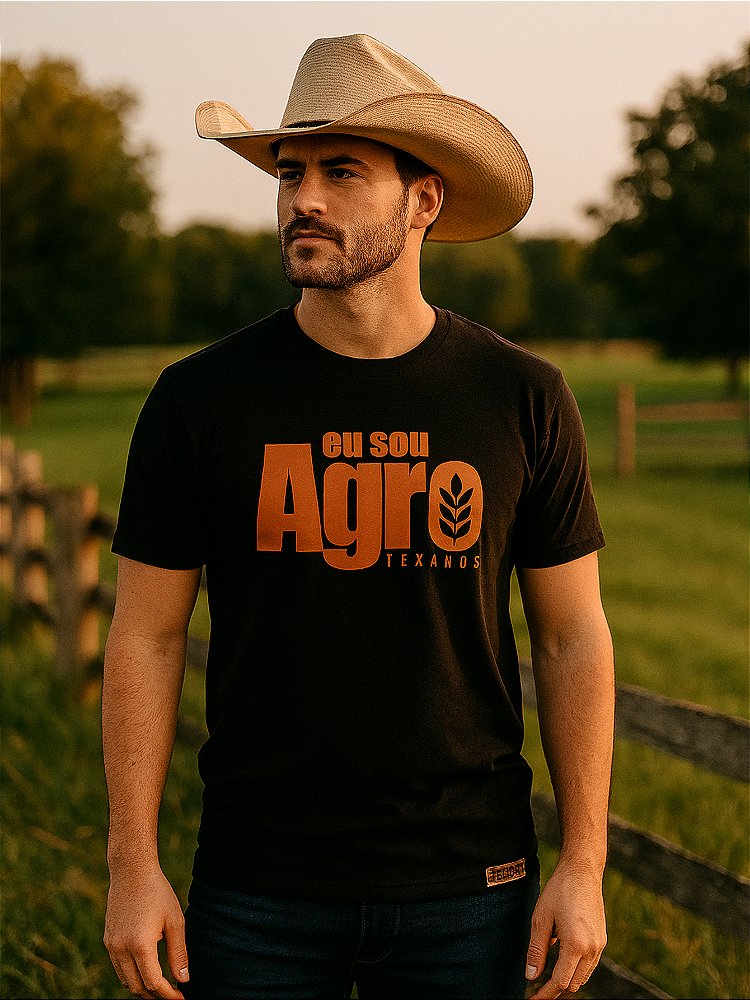 Camiseta Tx Moda Country Preta Agro Rodeio Manga Curta